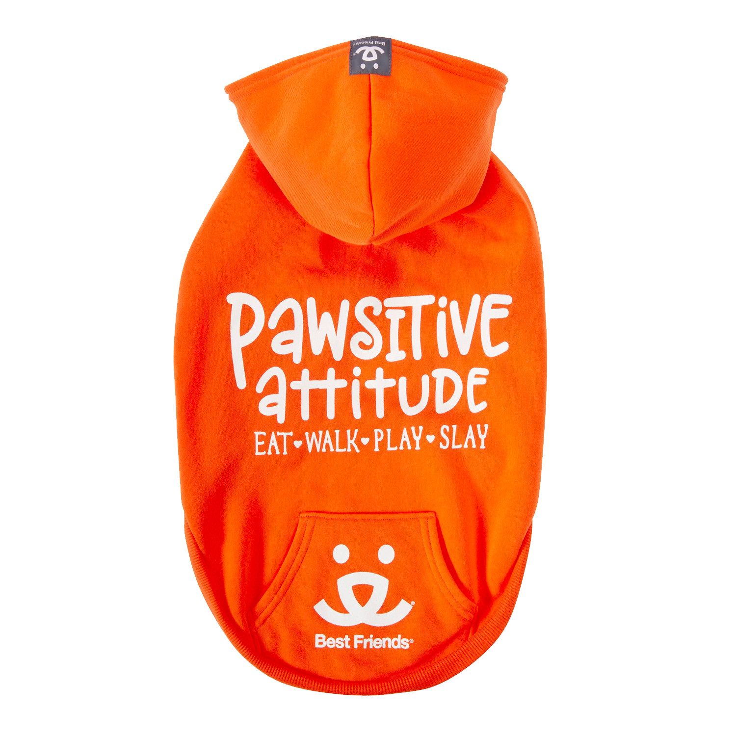 Best Friends Pawsitive Attitude Dog Hoodie - Orange, Small